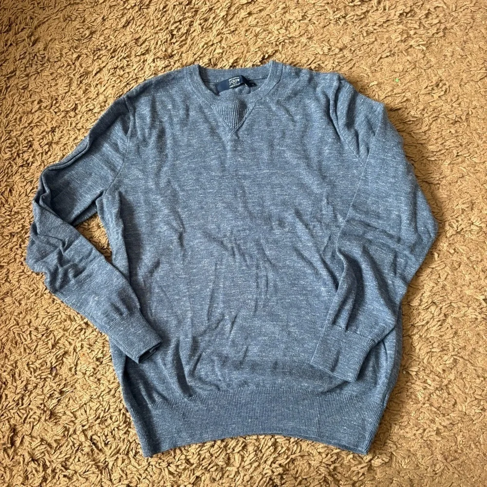 J. Crew Men's Heathered Blue Crewneck Sweater 100% Cotton Small